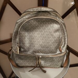 Michael Kors Silver and Tan Women's Backpack